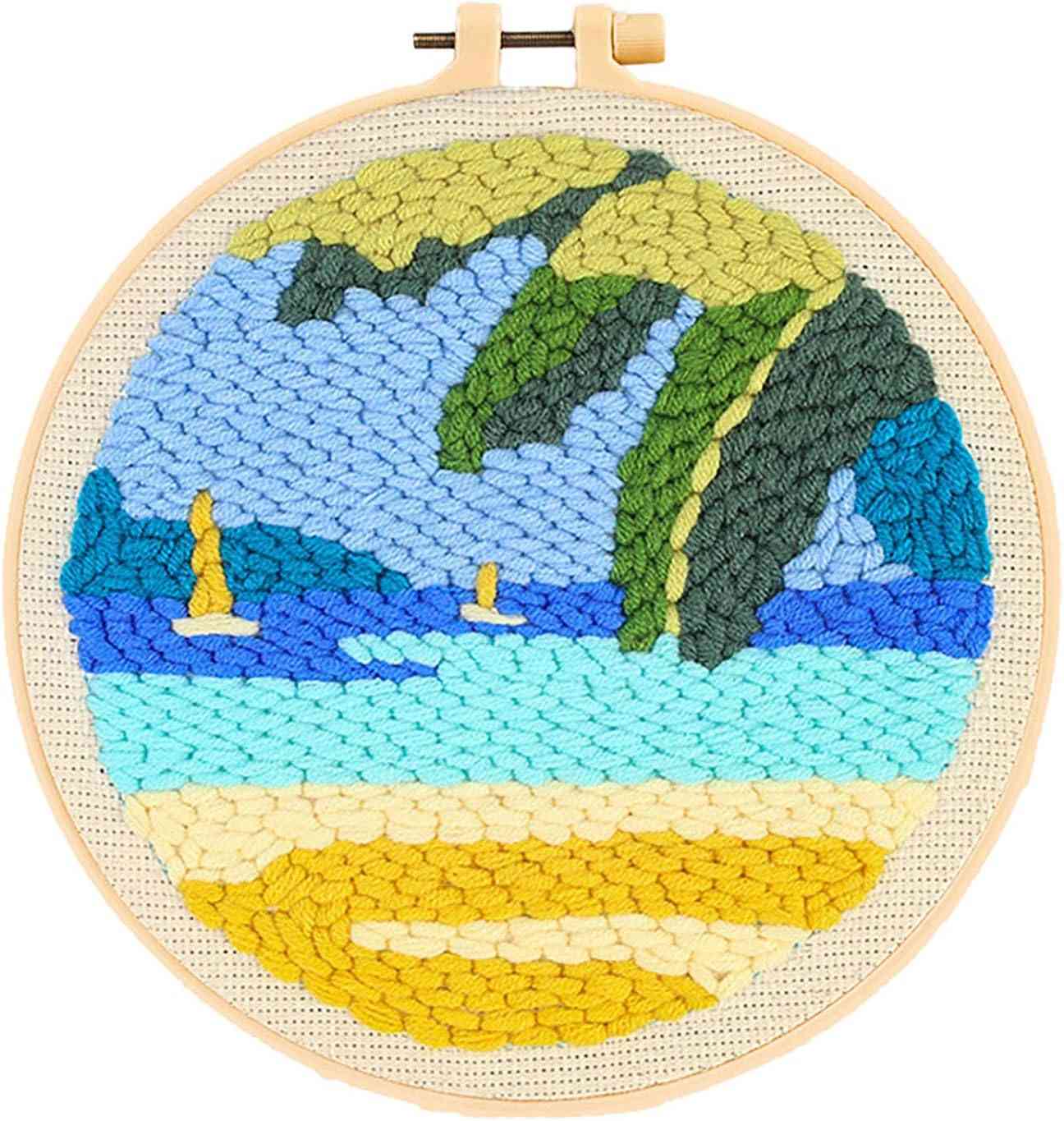Punch Needle Kit - Seaside-Sailboat