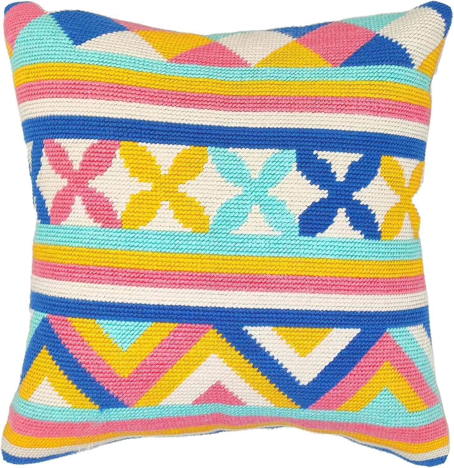 Needlepoint Pillow Kit - Colourful Geometry