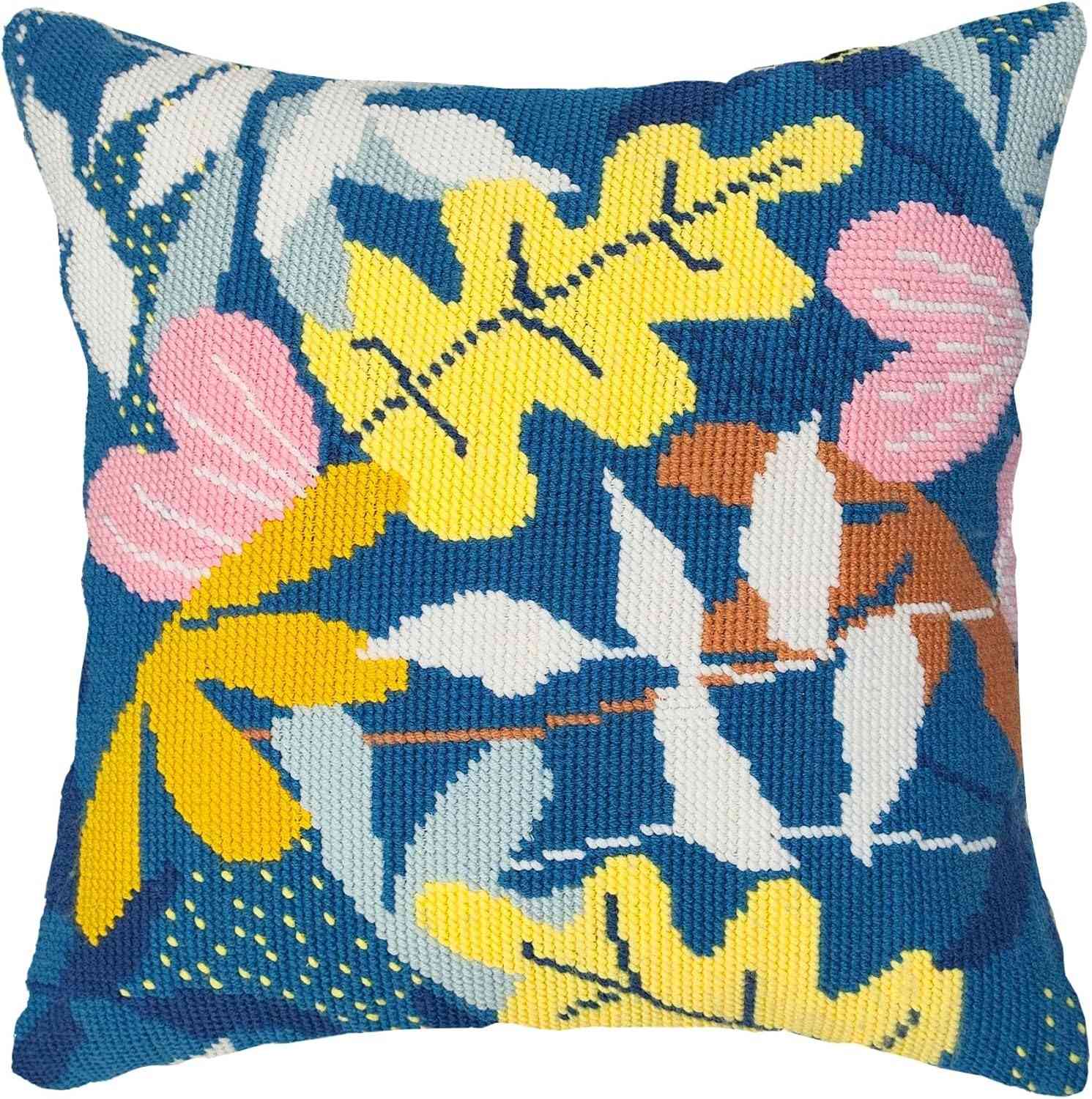 Needlepoint Pillow Kit - Jungle Leaves