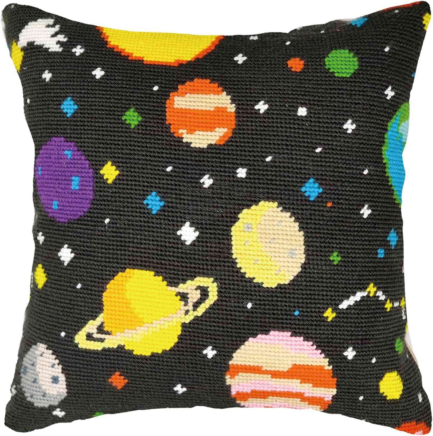 Needlepoint Pillow Kit -Color Planets