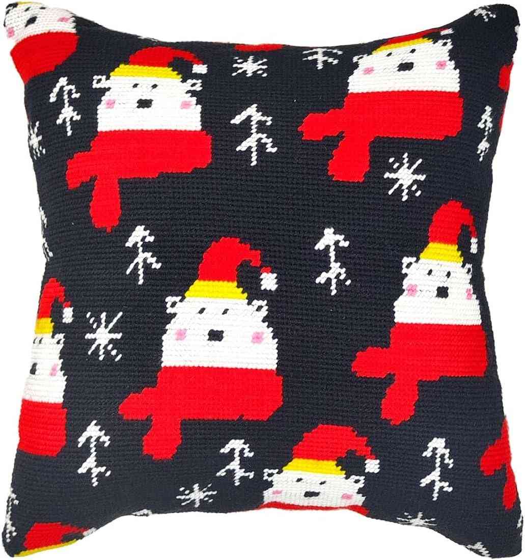 Needlepoint Pillow Kit - Christmas White Bear