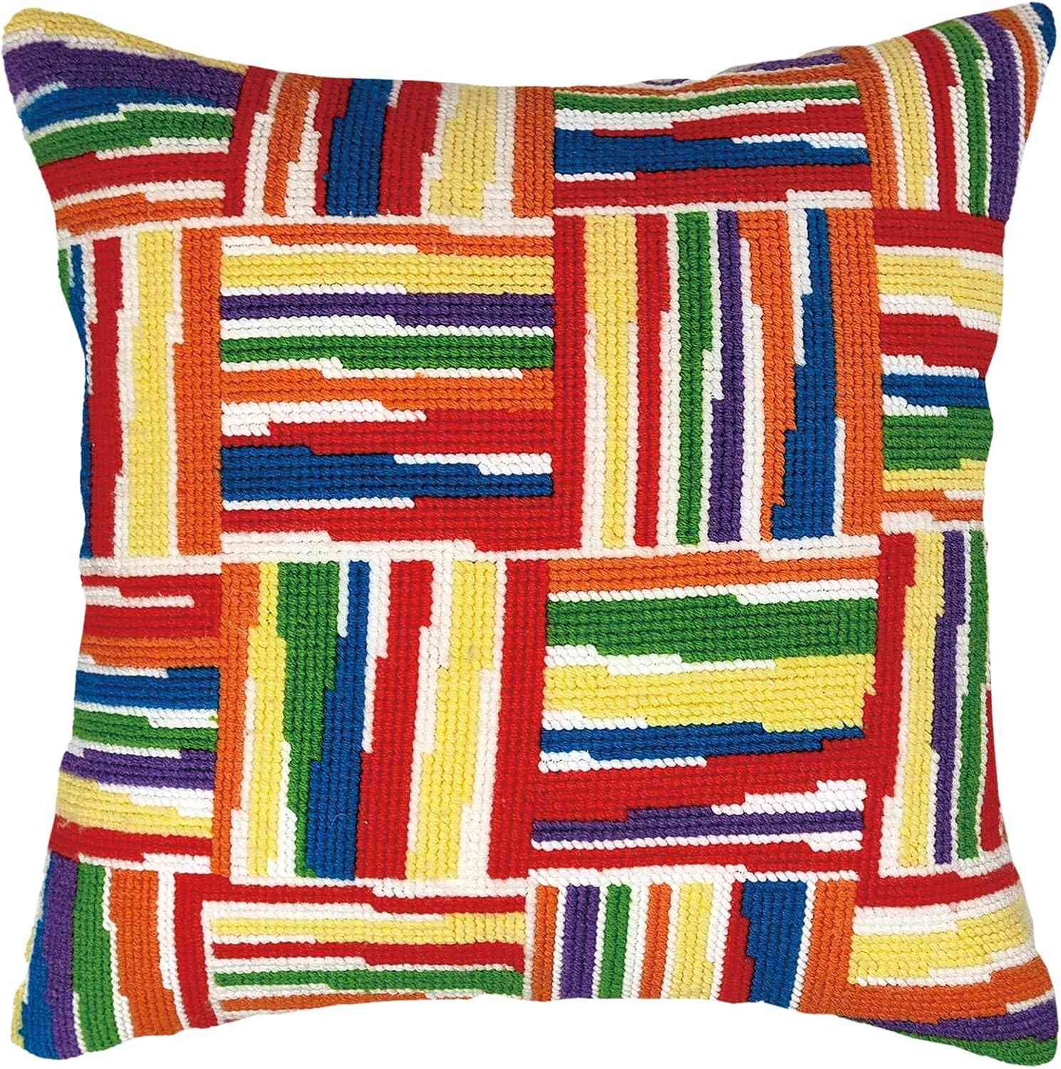 Needlepoint Pillow Kit -Rainbow Stripes