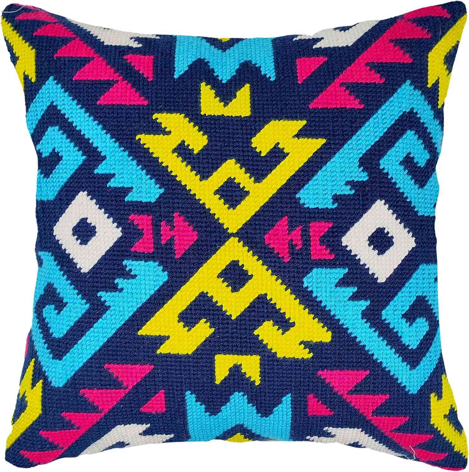 Needlepoint Pillow Kit - Colourful Geometry 2