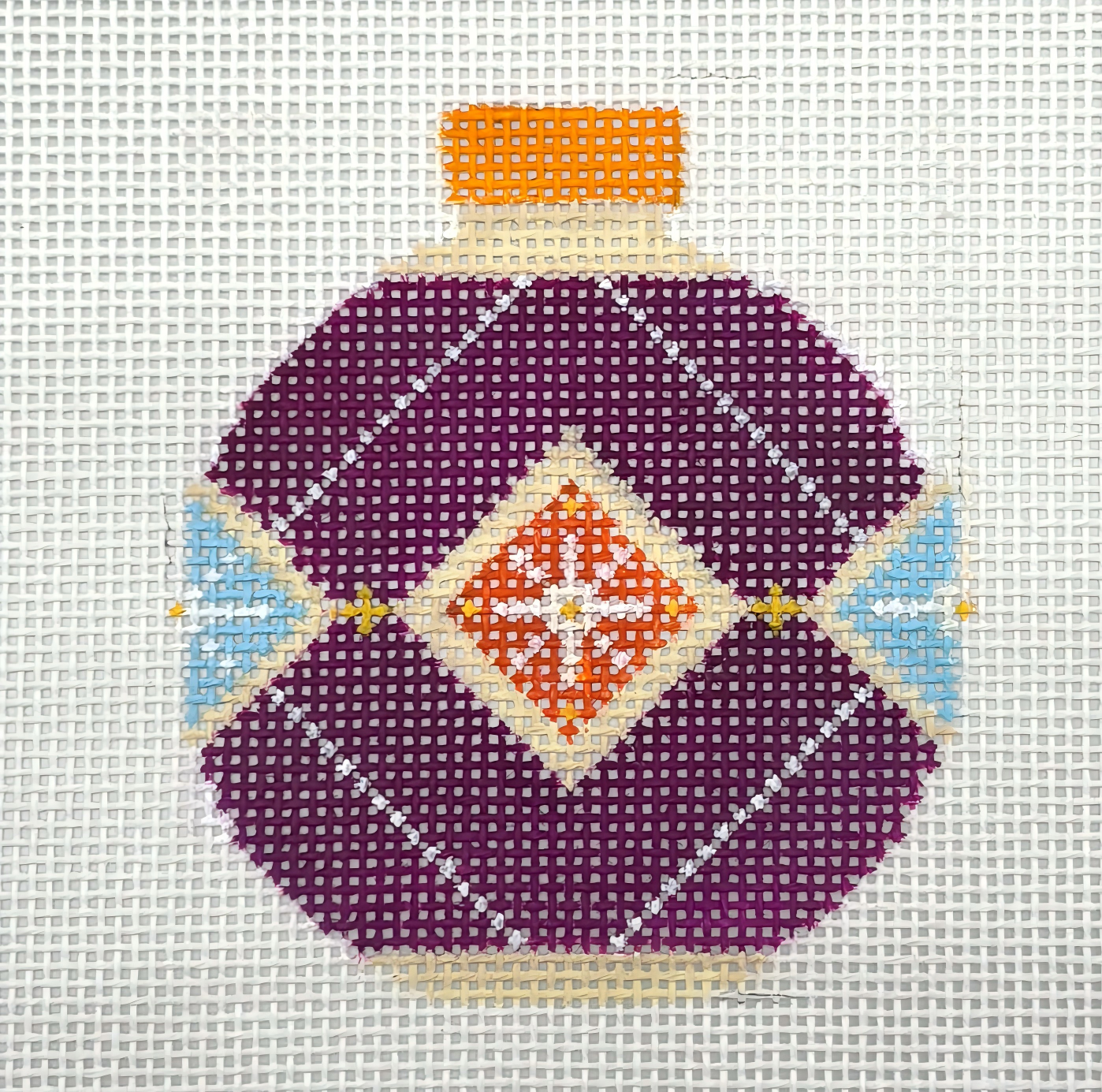 Purple Round Christmas Ornament with Geometric Pattern