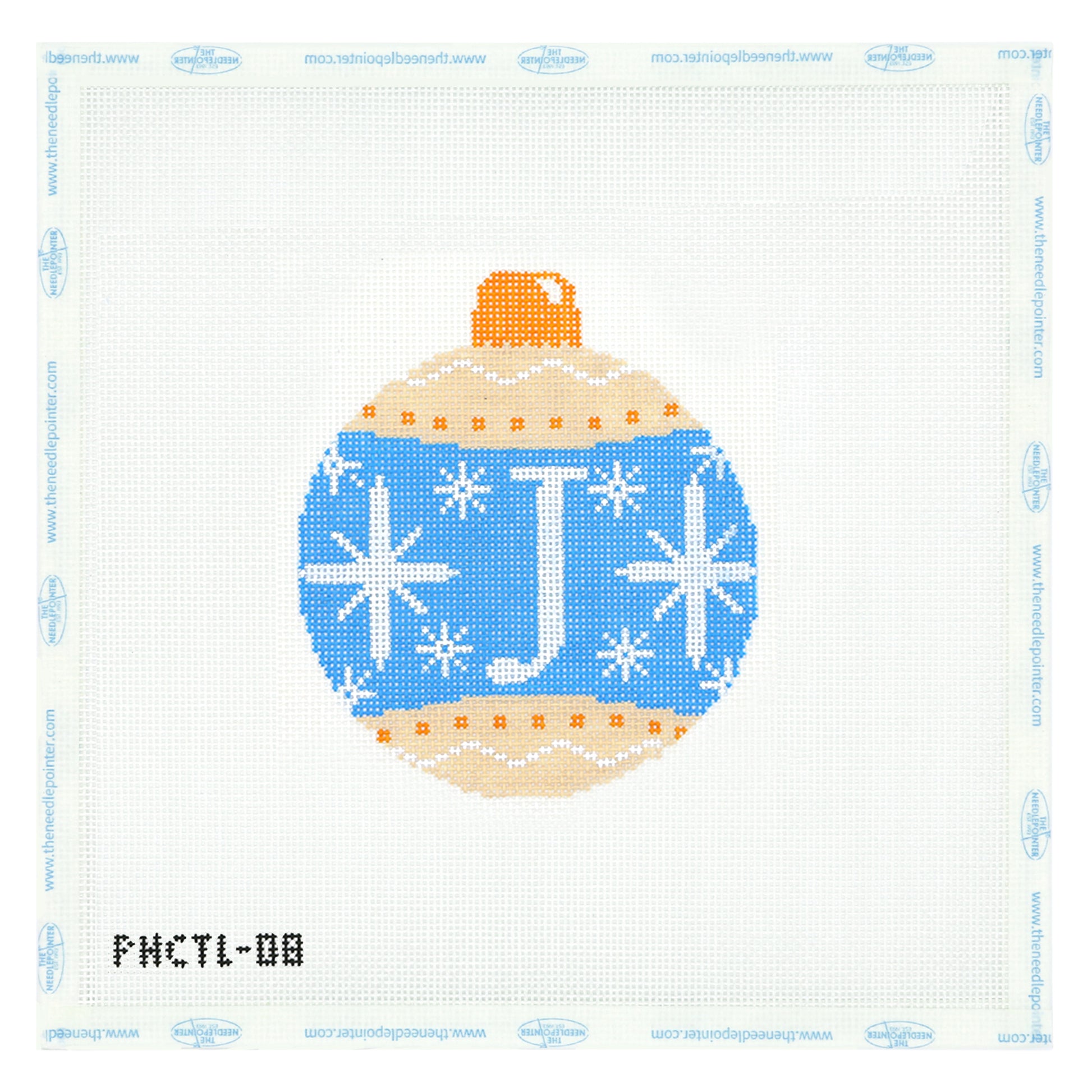 Ornament - Snow Flakes Christmas Ball (Letter J)