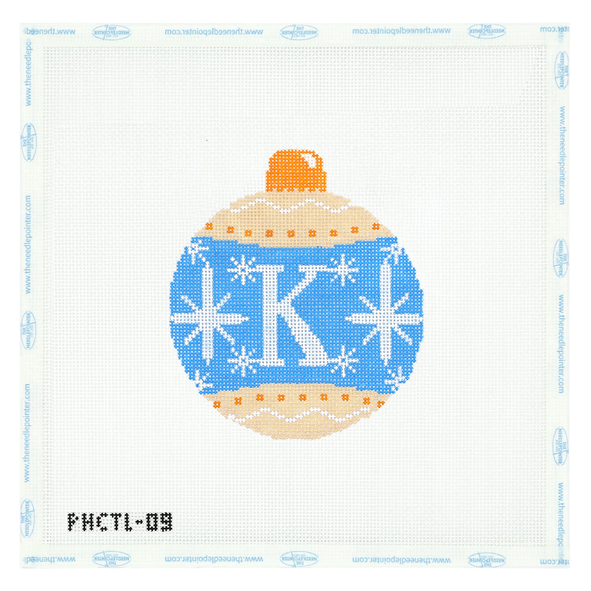 Ornament - Snow Flakes Christmas Ball (Letter K)