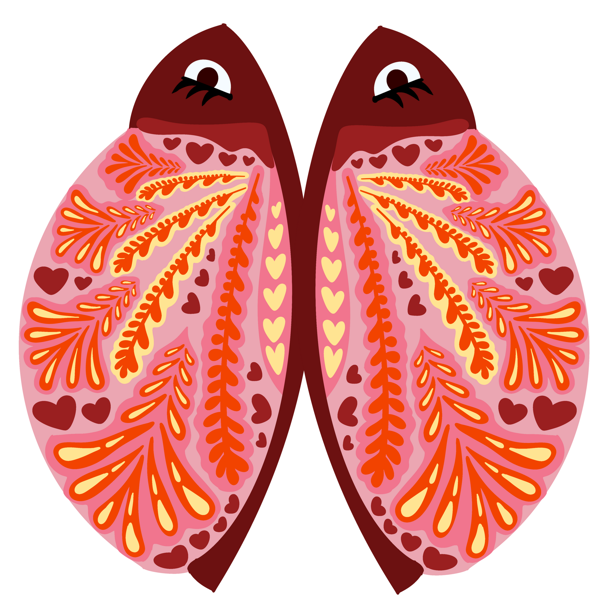 Patterned Valentine Fish Pair
