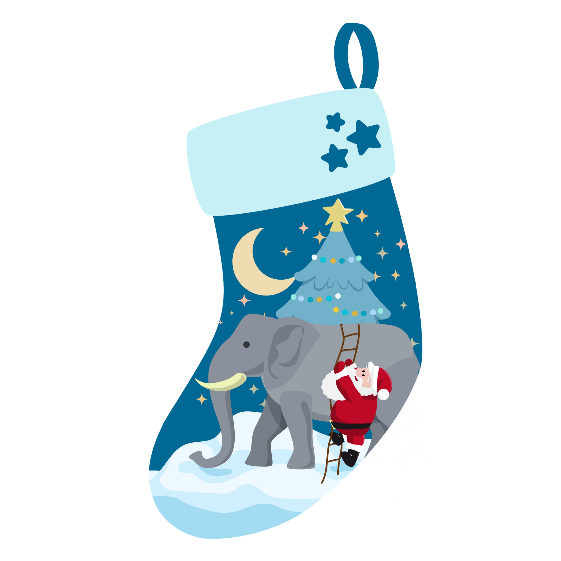 Santa and Elephant Christmas Stocking