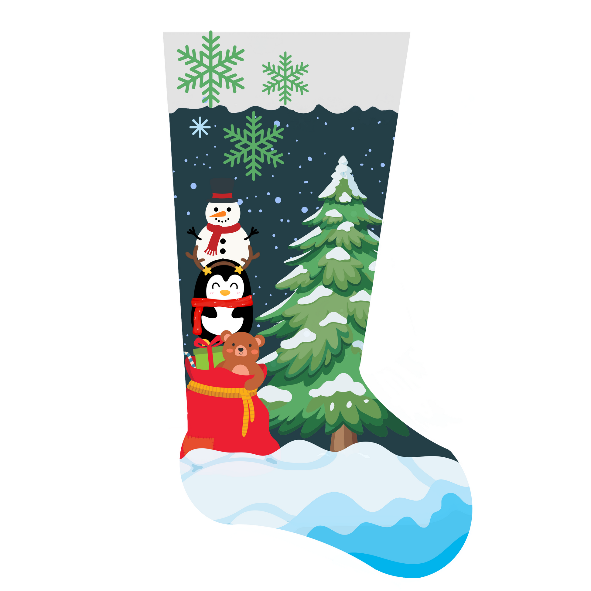 Stocking with Tree and Snowman