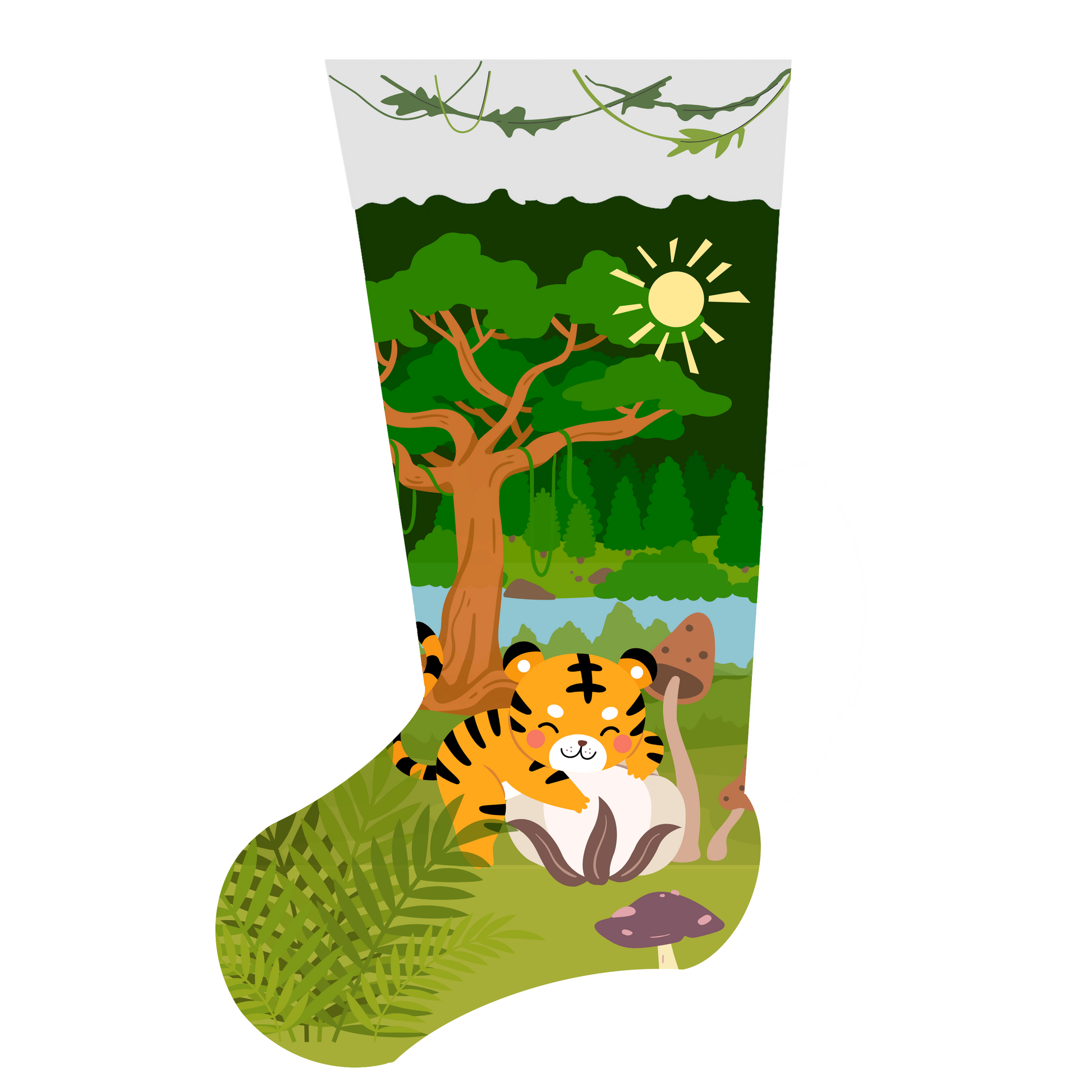 Stocking with Tiger and Tree