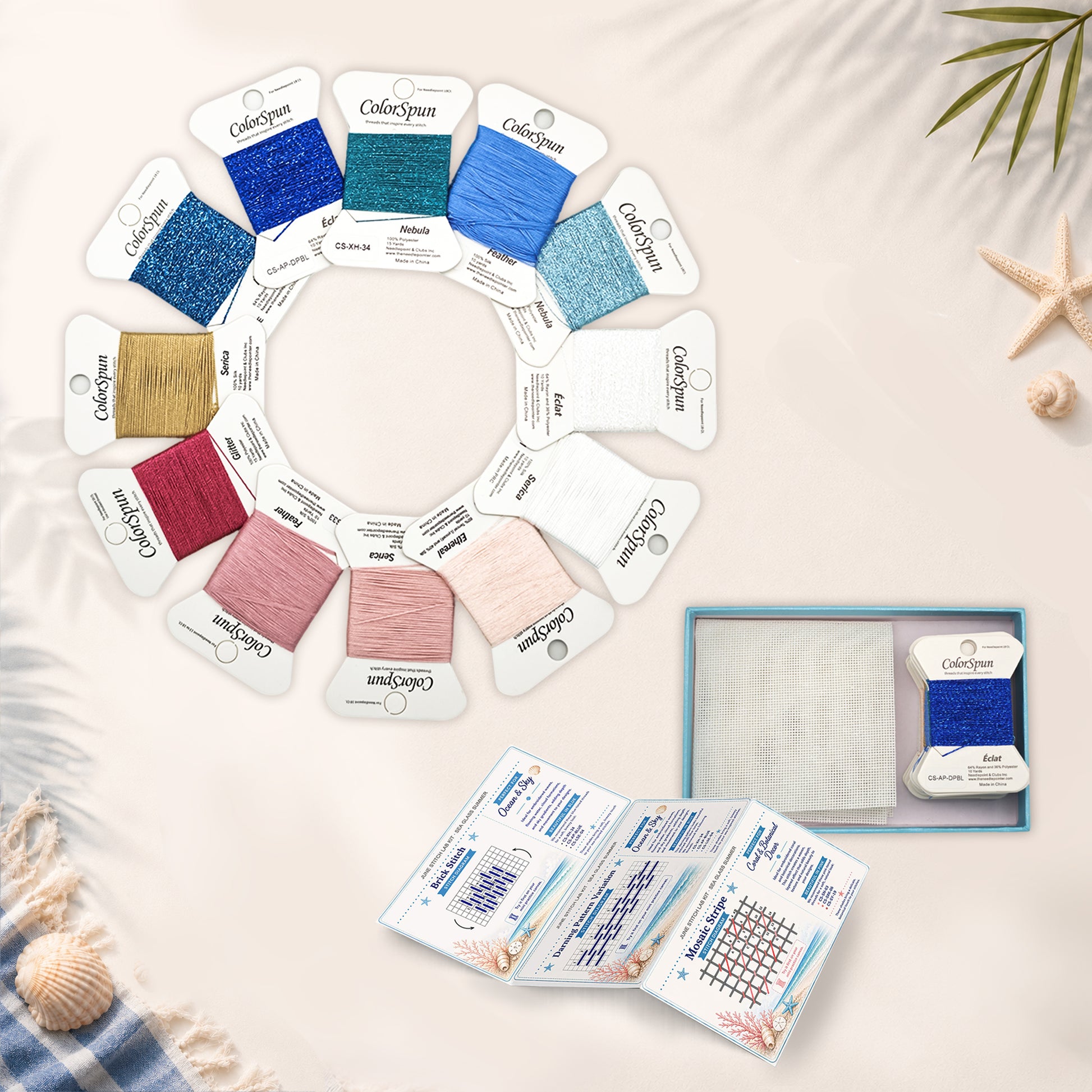 Stitch Lab: Sea Glass Summer - Thread Palette & Stitch Guide