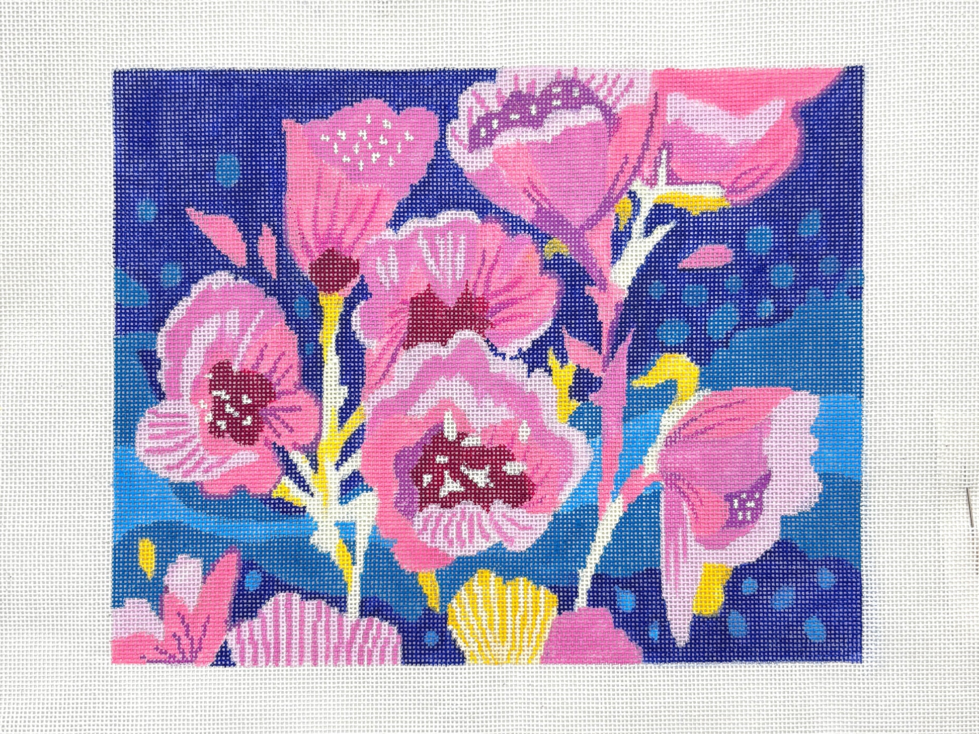 Pink Floral with Blue Design