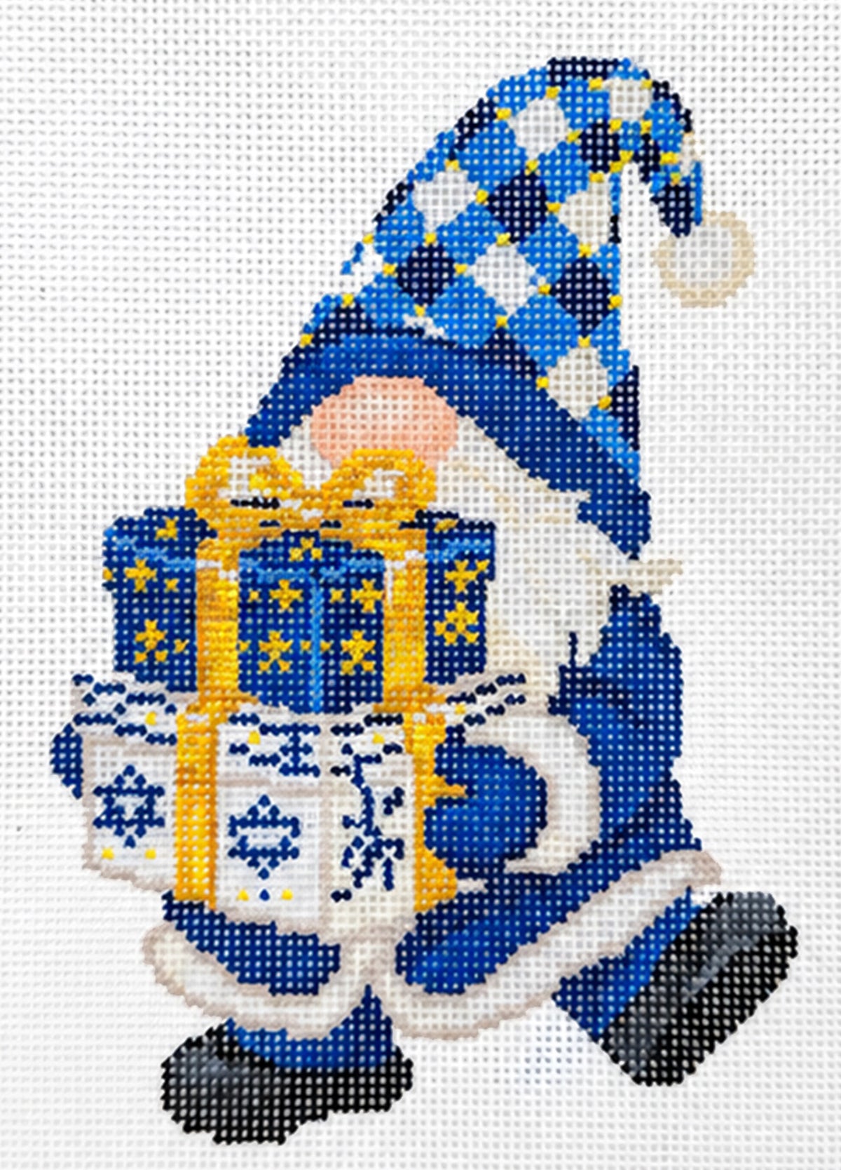 Plaid Hanukkah Gnome with Holiday Gift Boxes