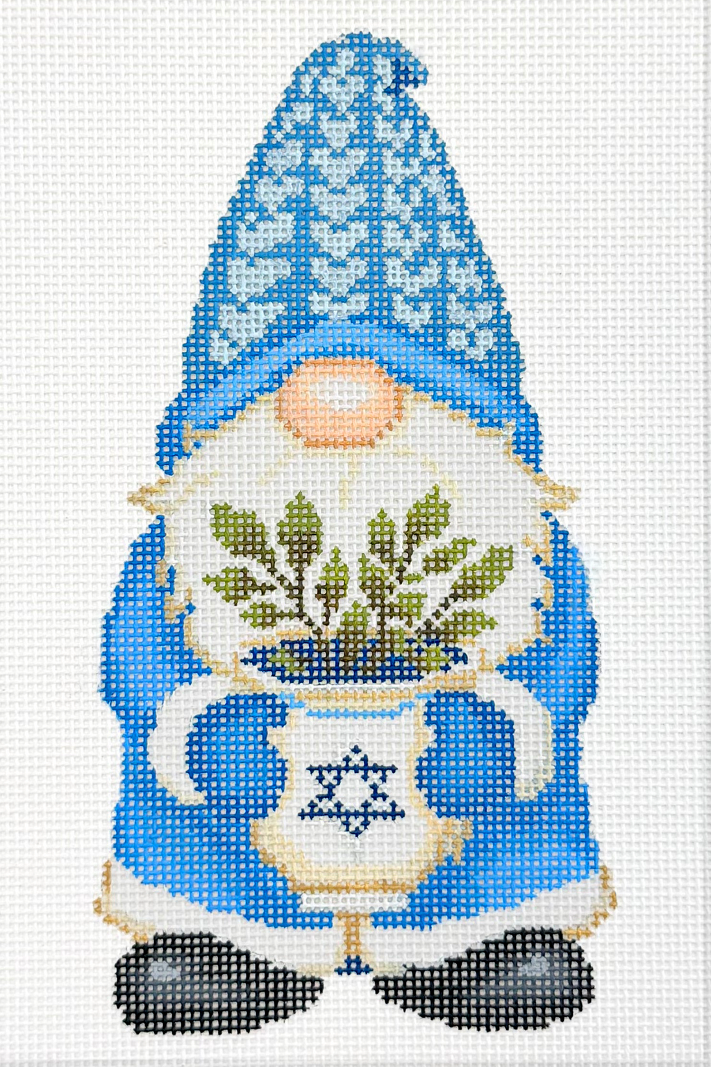 Knit Hanukkah Gnome with Star Plant Pot