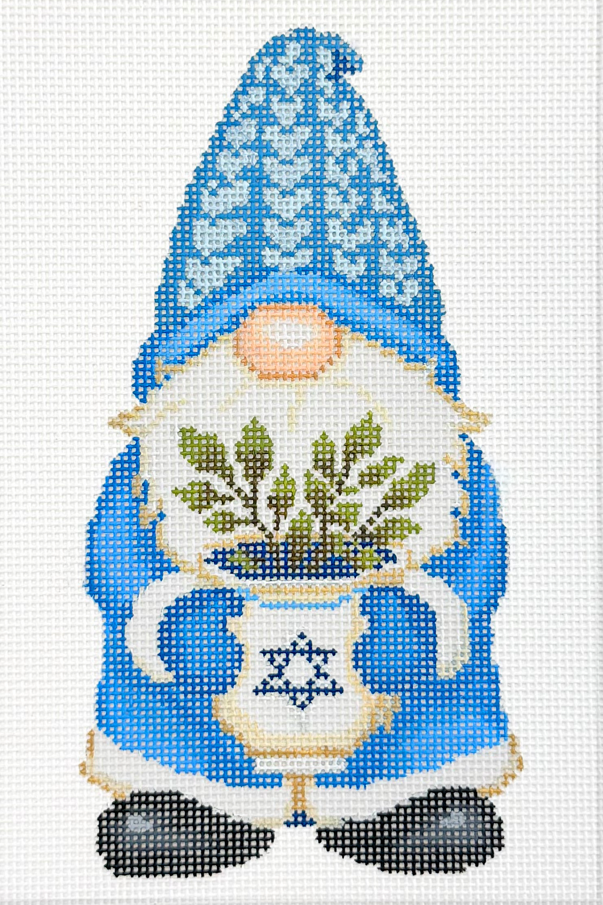 Knit Hanukkah Gnome with Star Plant Pot
