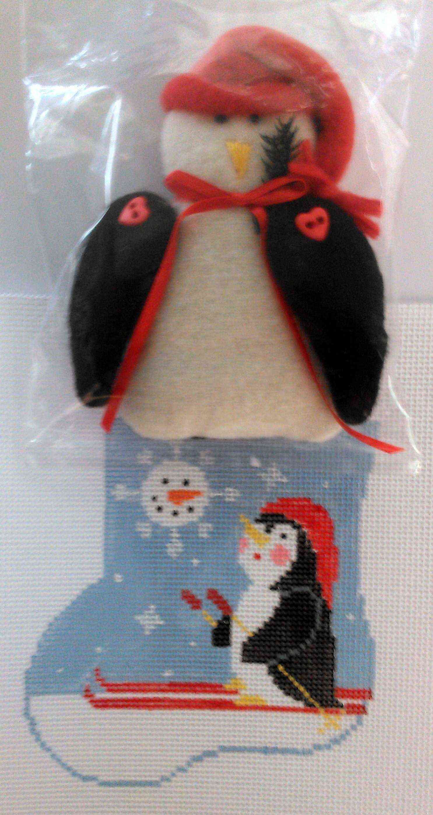 Mini-sock with Insert - Skiing Penguin with Penguin