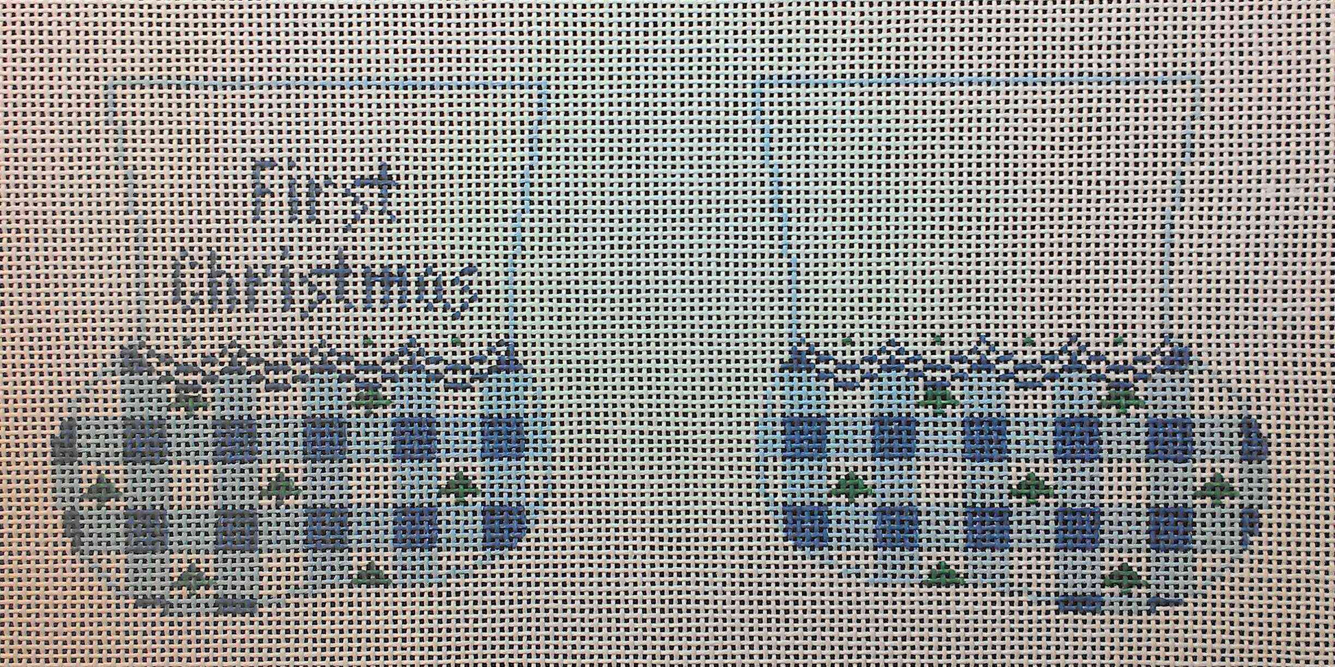 Baby Booties - First Christmas - Blue Gingham