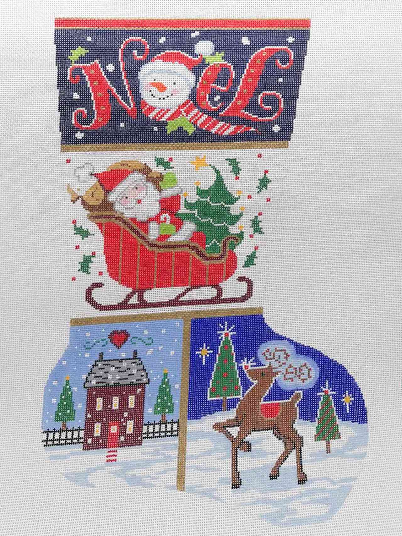 Christmas Stocking - Santa and Sleigh