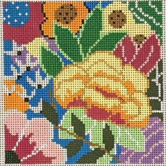 Rainbow Floral Square Insert 4 inches