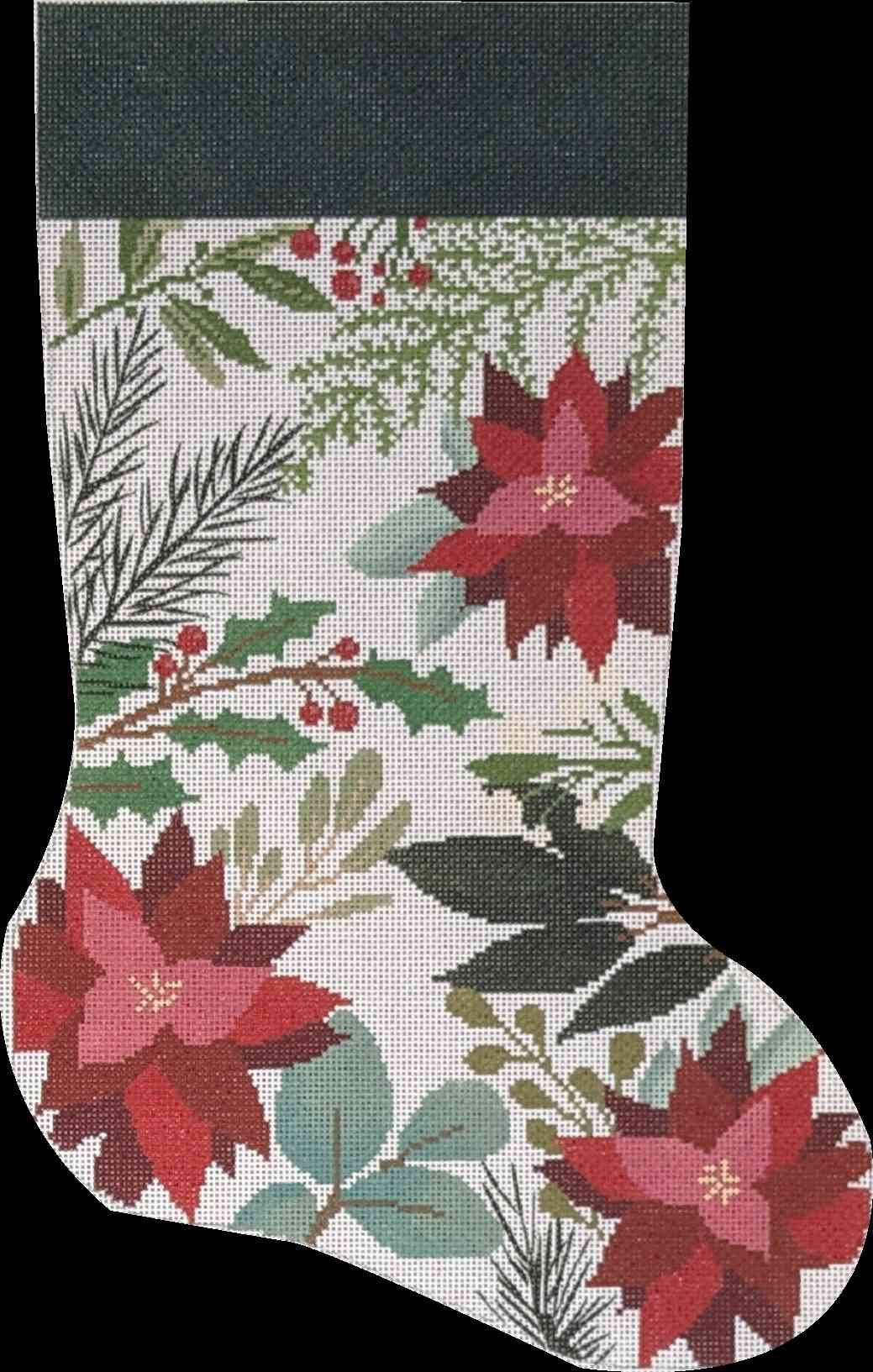 White Stocking with Red Flowers