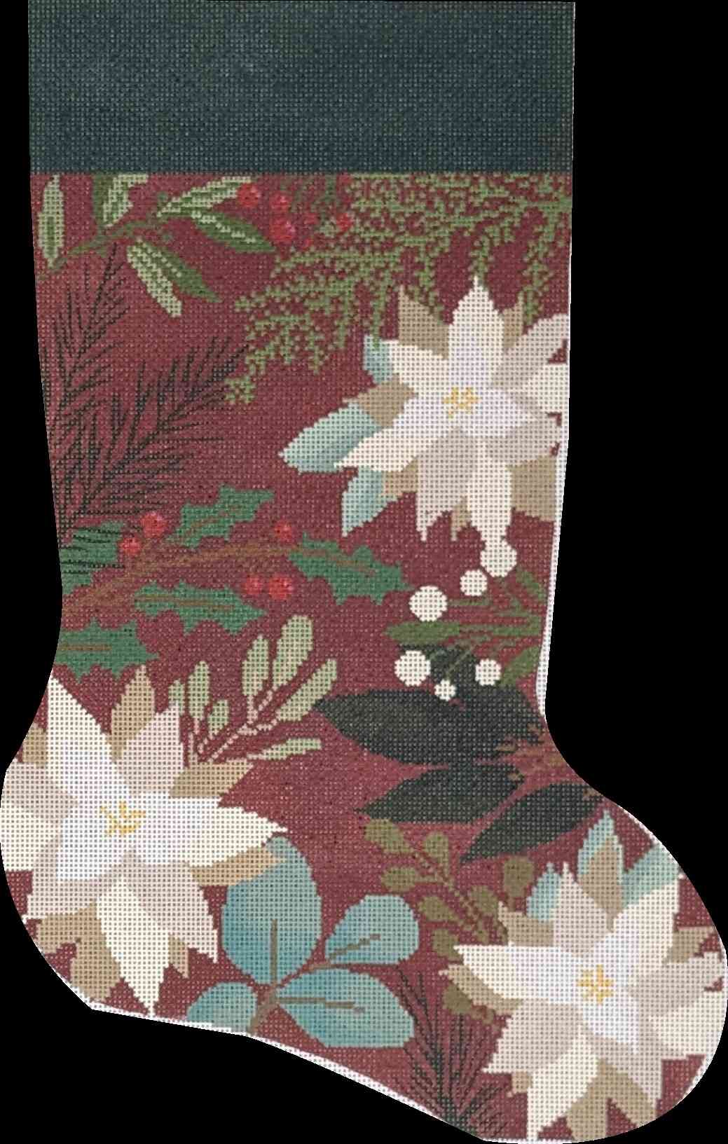 Red Stocking with White Flowers