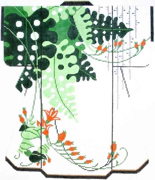 Large Kimono - Fronds with Orange Blossoms