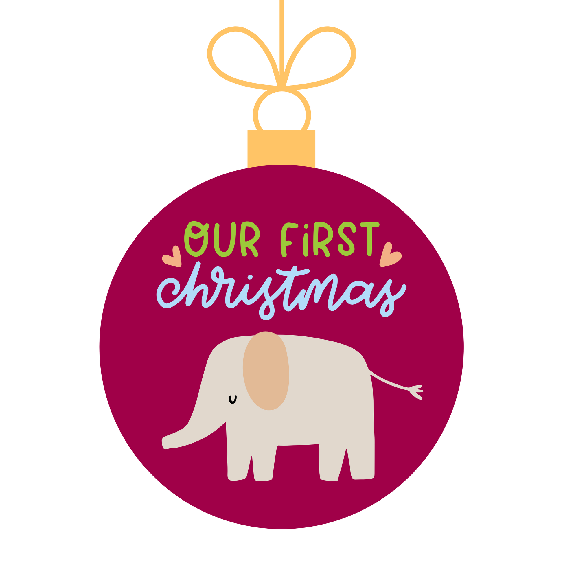 Cheery 'Our First Christmas' Elephant Ornament