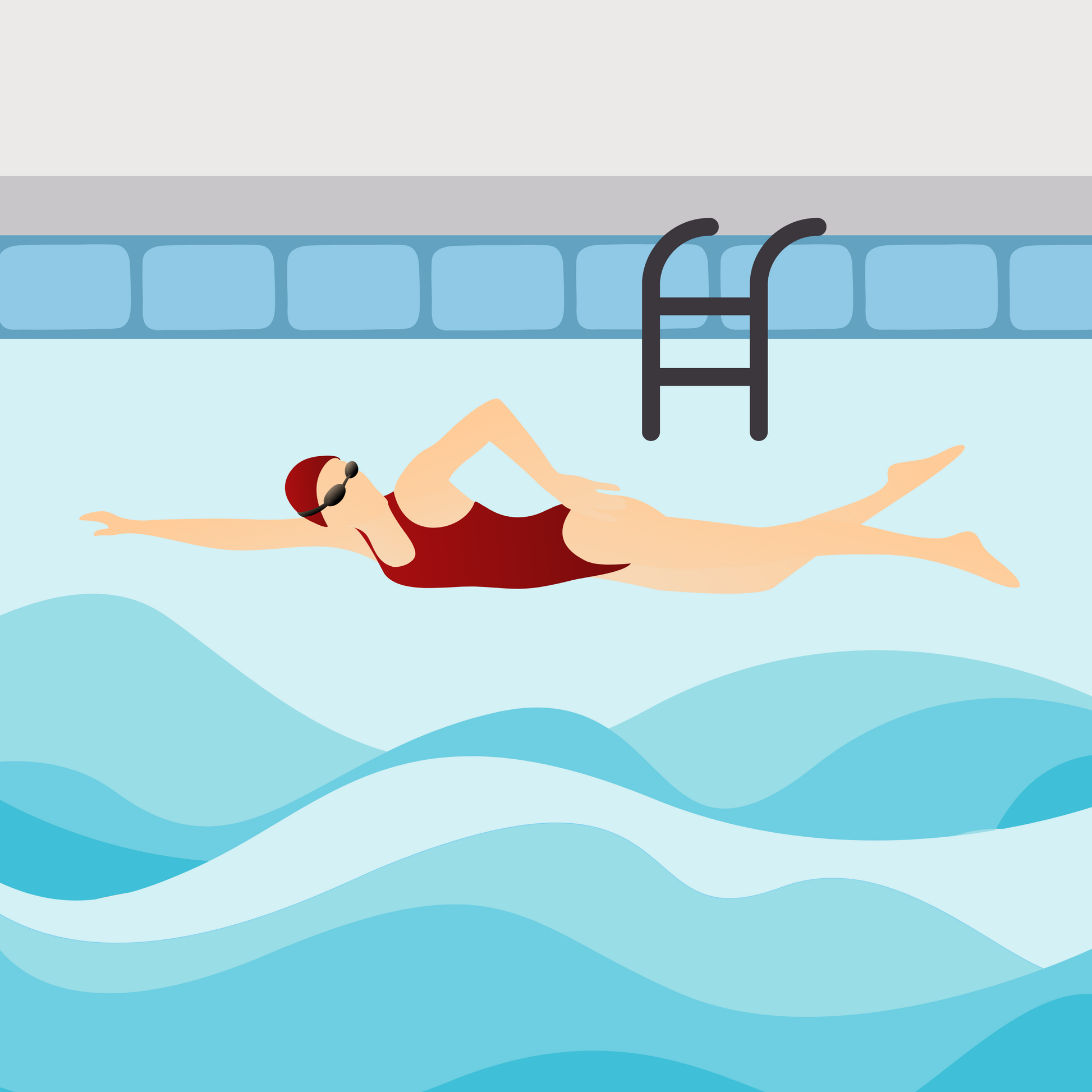 Energetic Female Swimmer at the Pool