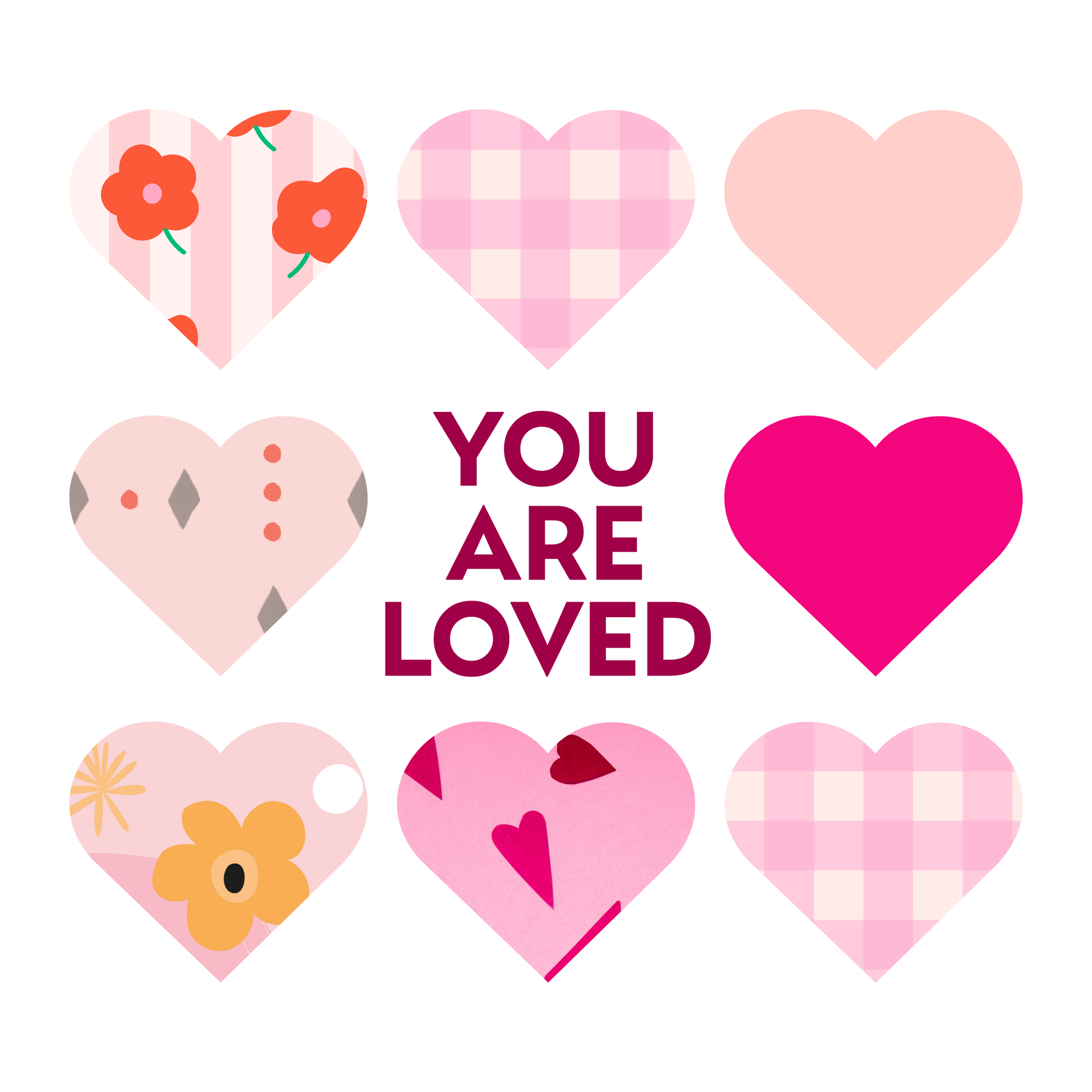 Charming 'You Are Loved' Heart Collection with Cute Icons