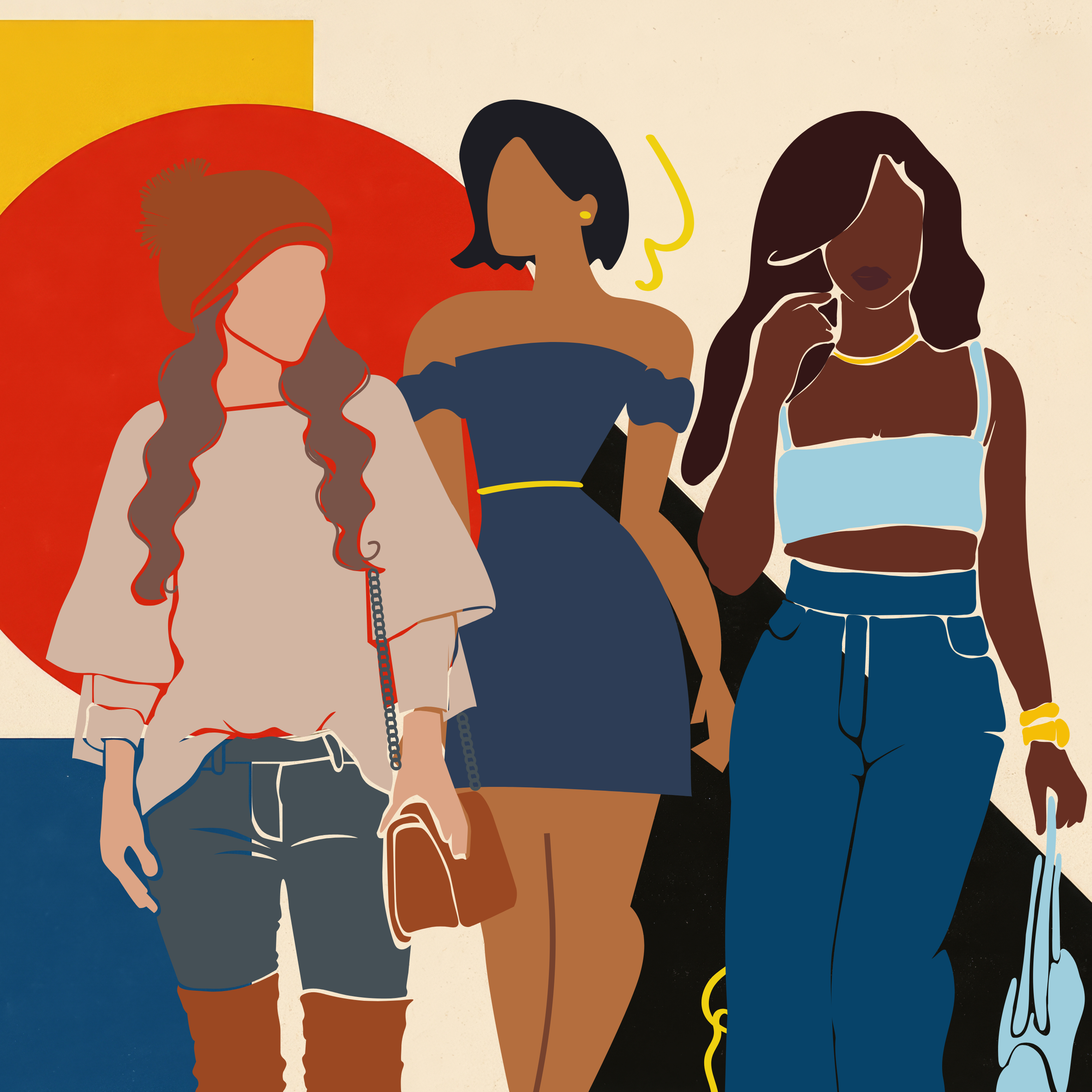 Stylish Multiethnic Gals Enjoying a Trendy Outing