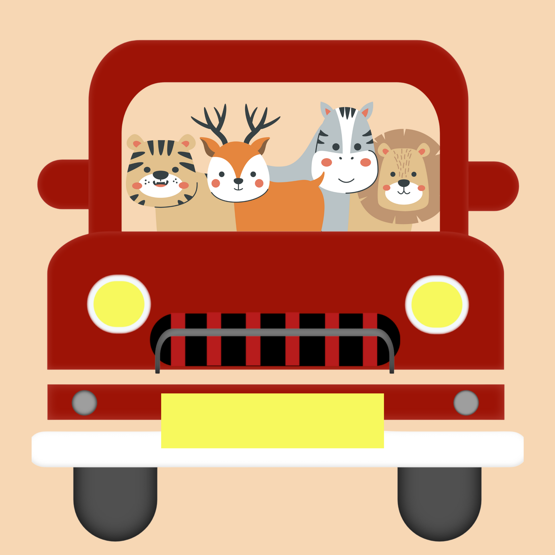 Cheerful Animal Pals on a Joyful Car Ride
