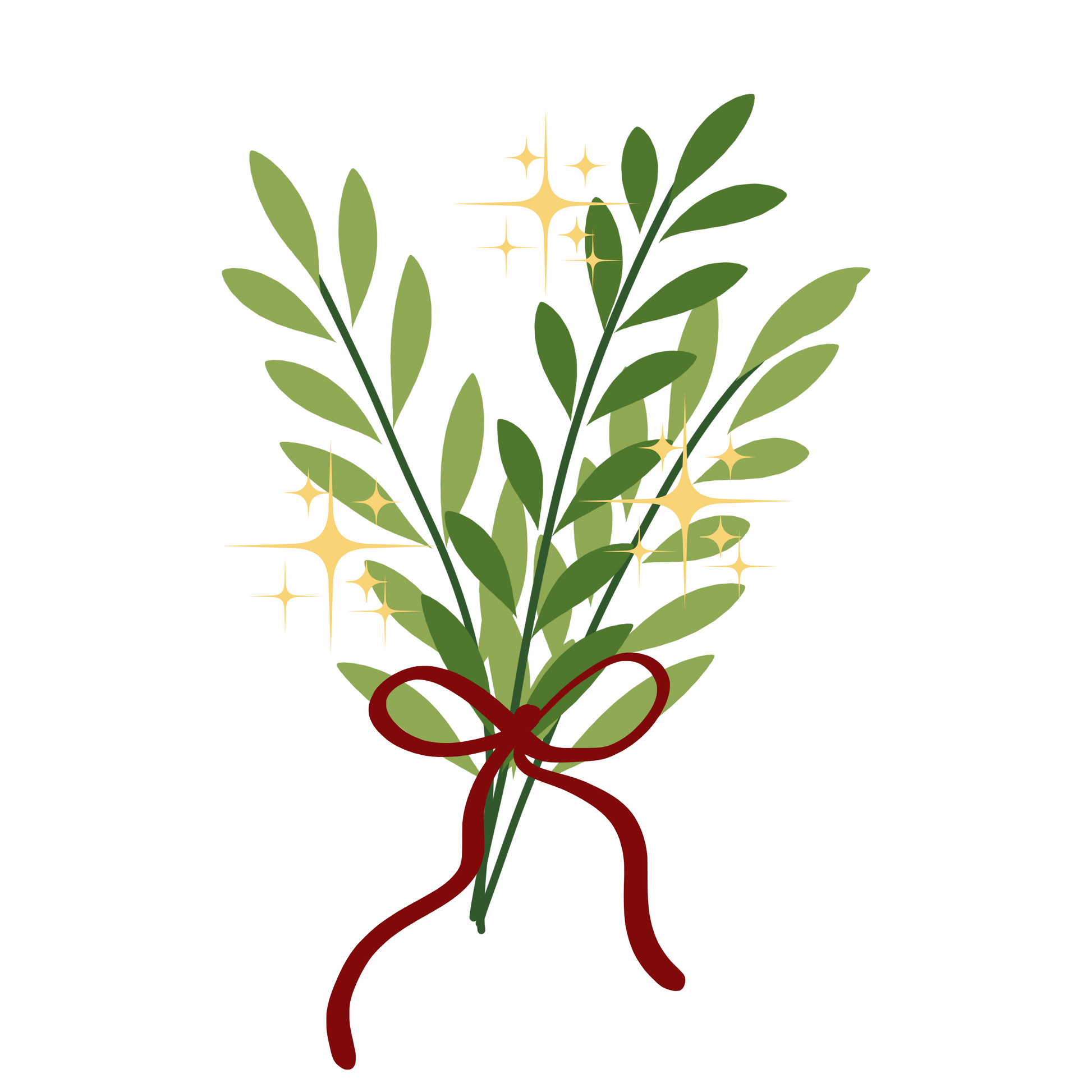 Elegant Green Foliage Bundle with Red Bow