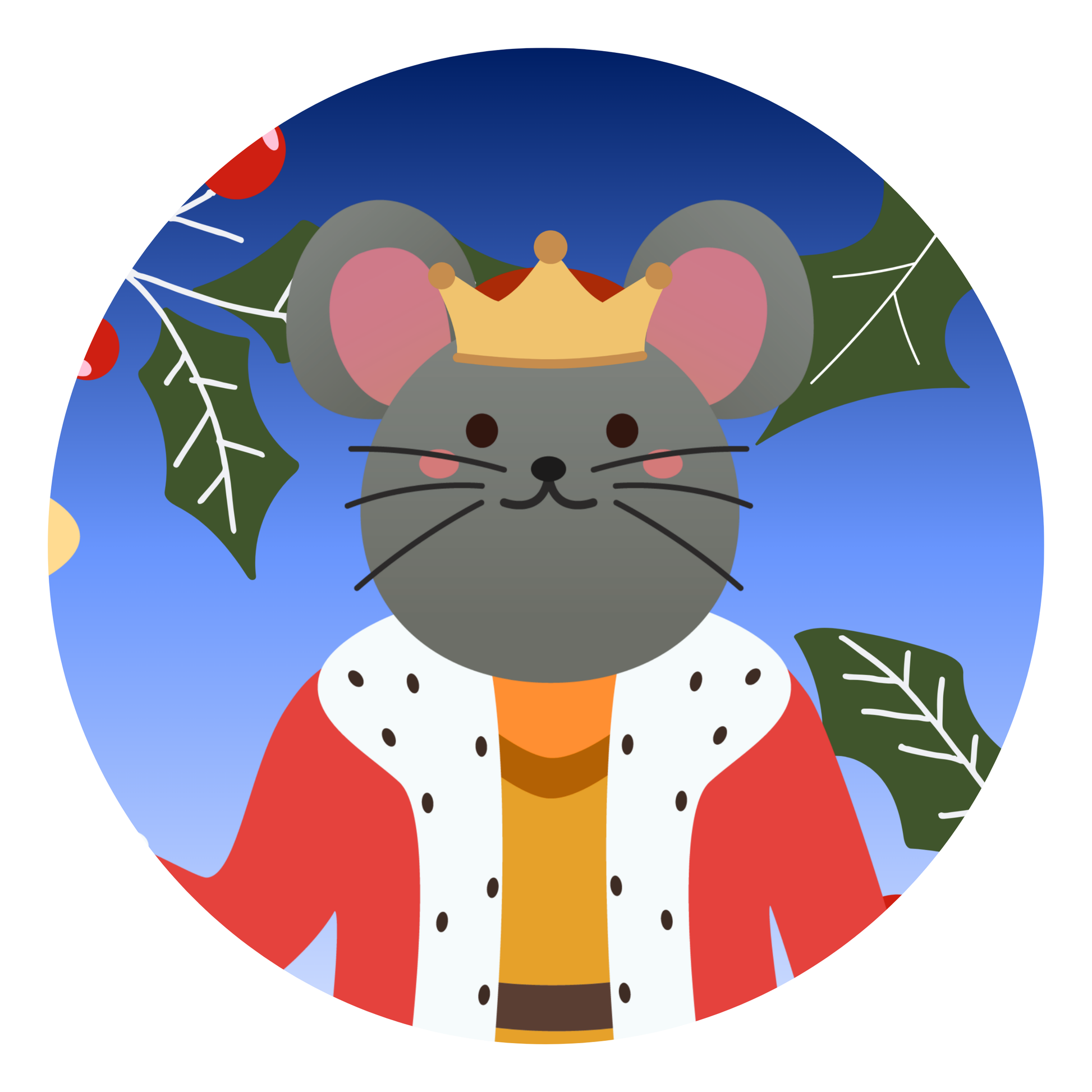 Regal Mouse King with Holly in Circular Frame