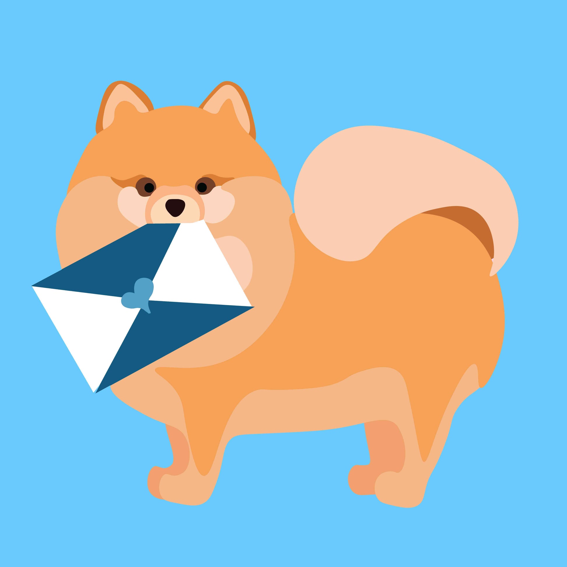 Pomeranian with love letter