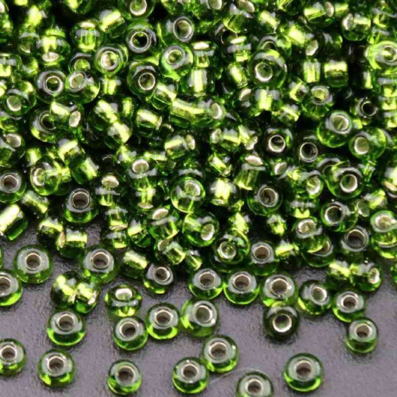 Silvery Seed Beads - Olive Drab