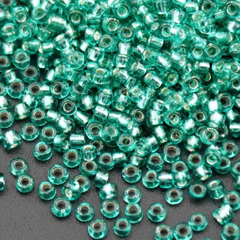 Silvery Seed Beads - Peacock Green