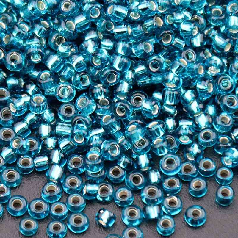 Silvery Seed Beads - Peacock Blue