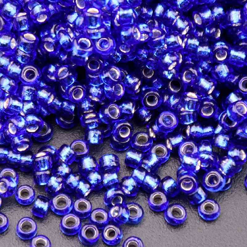 Silvery Seed Beads - Dark blue