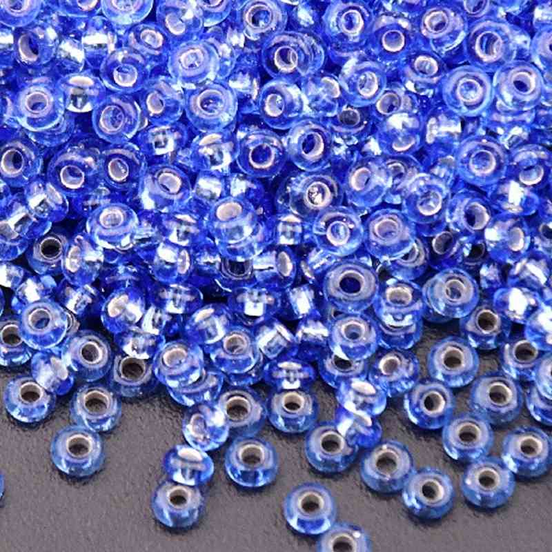 Silvery Seed Beads - Denim Blue