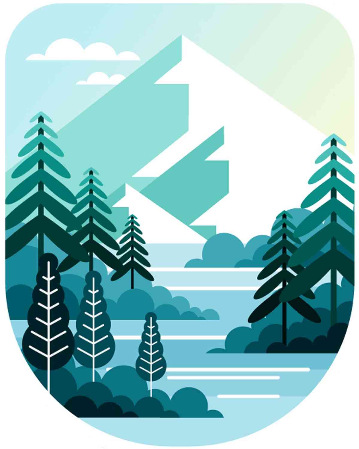 A great mountains is surrounded river