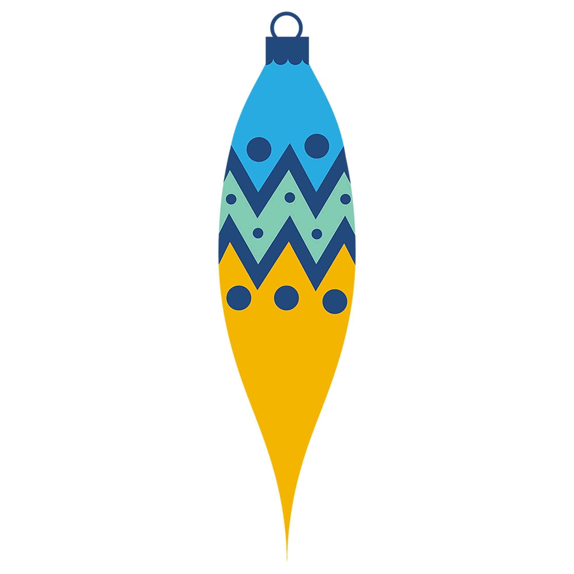 Christmas Ball Ornament - blue/yellow