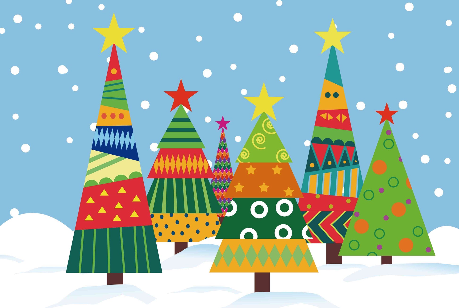 Christmas Trees In The Snow