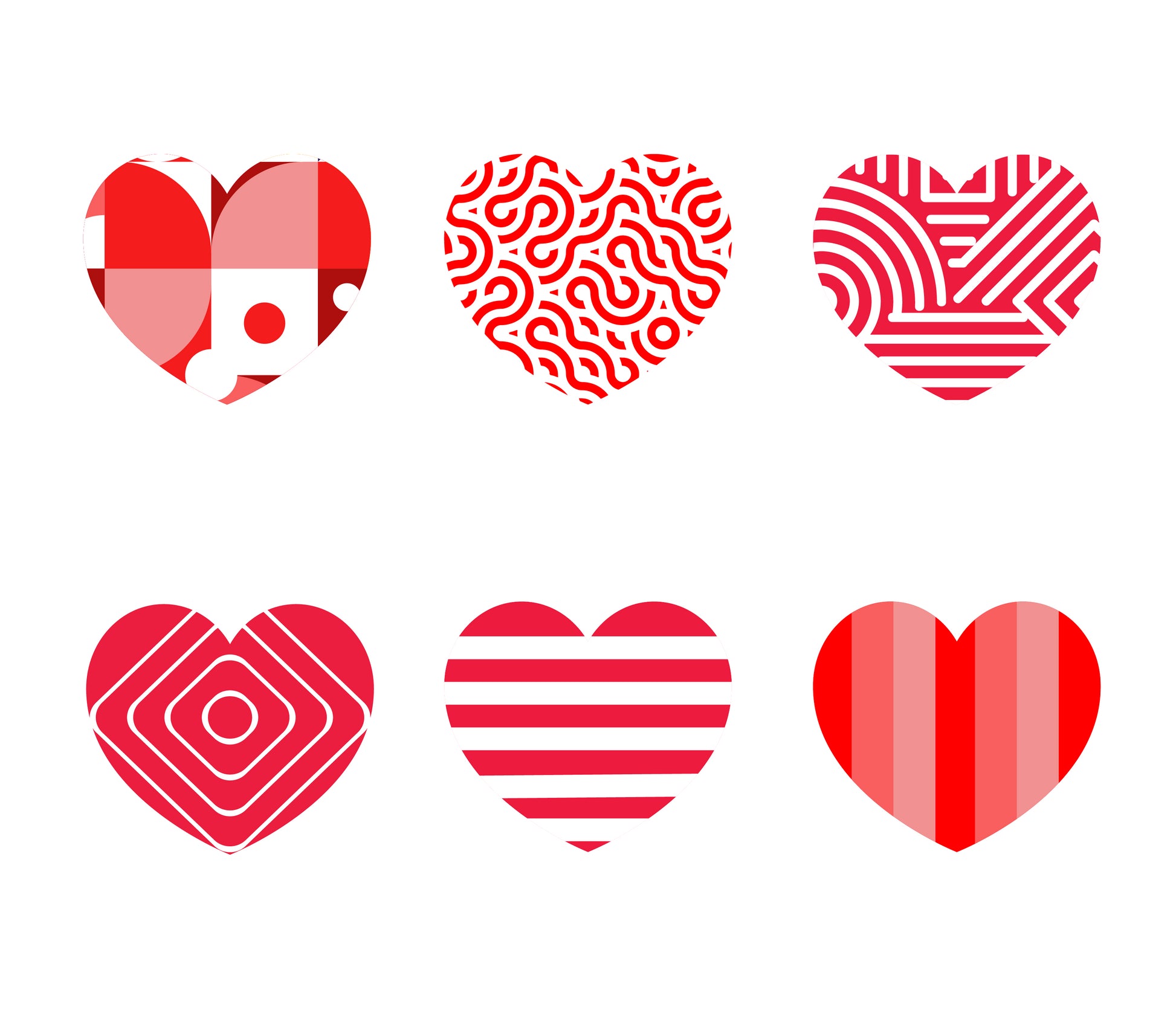 Patterned Red Hearts