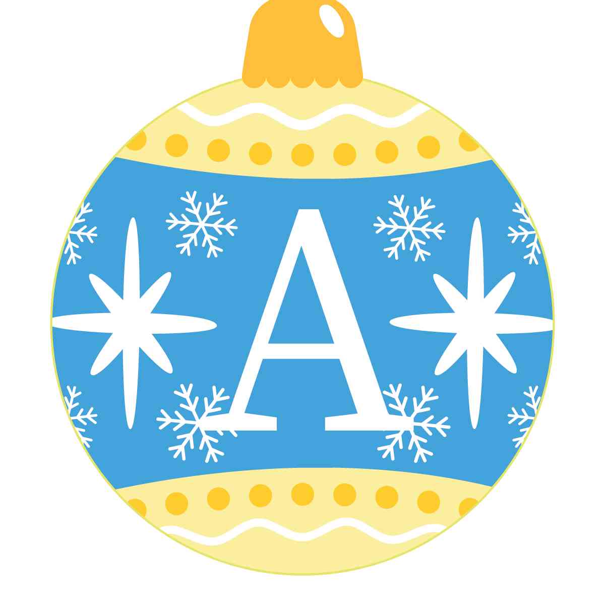 Ornament - Snow Flakes Christmas Ball (Letter A)