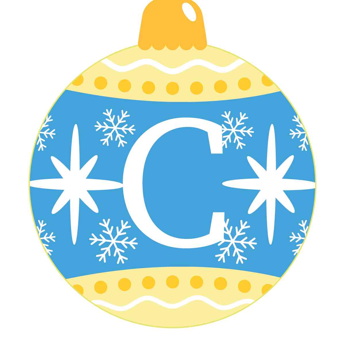 Ornament - Snow Flakes Christmas Ball (Letter C)