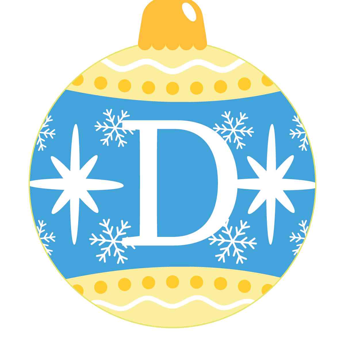 Ornament - Snow Flakes Christmas Ball (Letter D)