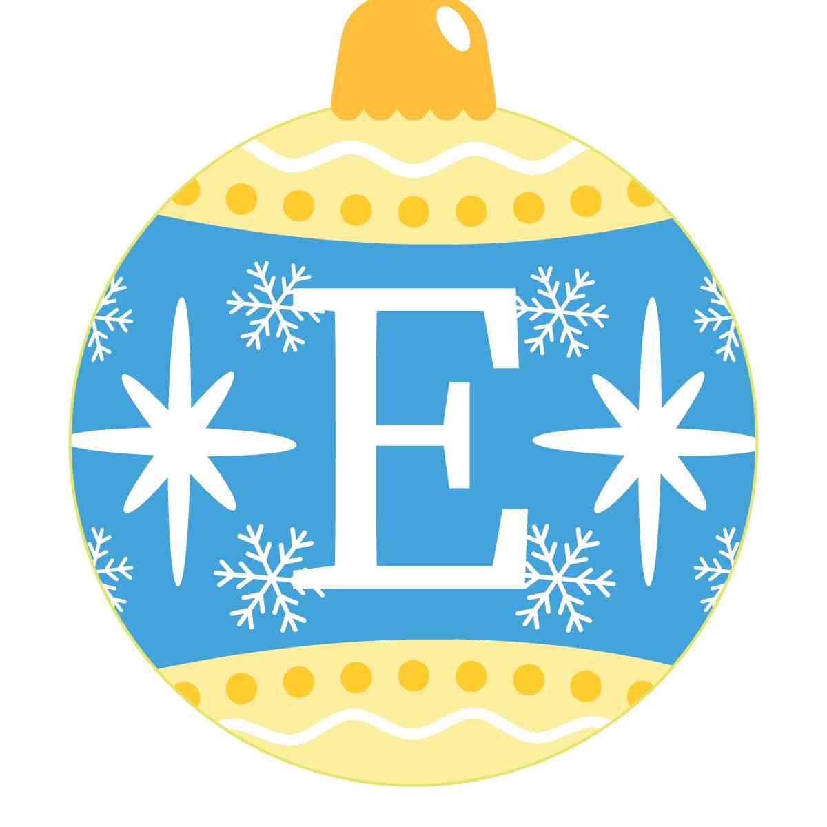 Ornament - Snow Flakes Christmas Ball (Letter E)