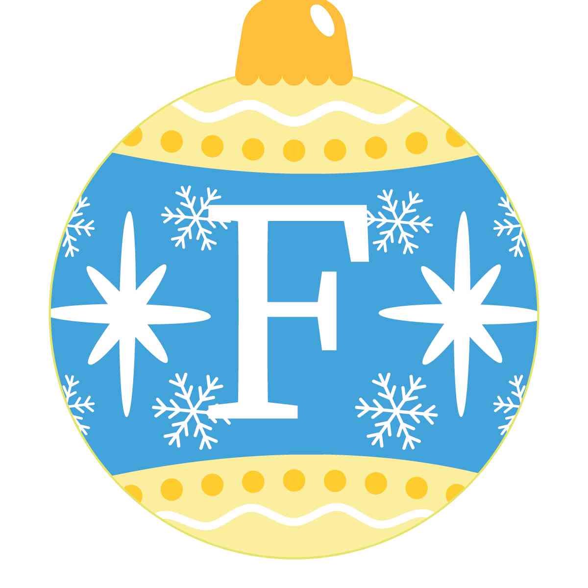 Ornament - Snow Flakes Christmas Ball (Letter F)