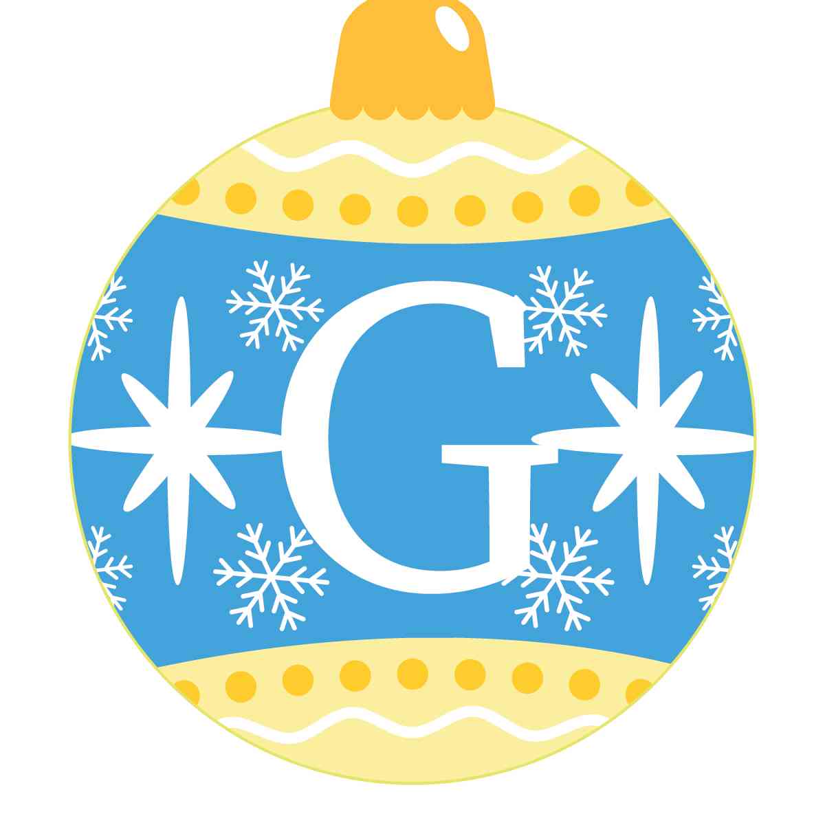 Ornament - Snow Flakes Christmas Ball (Letter G)