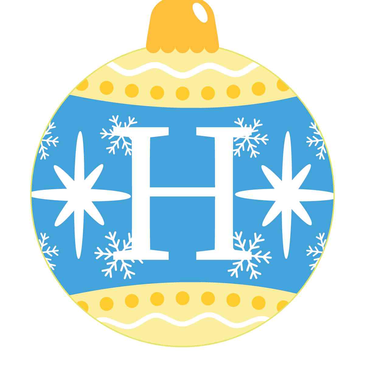 Ornament - Snow Flakes Christmas Ball (Letter H)